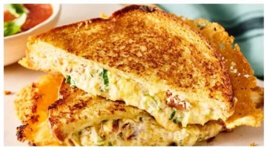 Million Dollar Grilled Cheese Packs Crispy Cheddar Crust and Creamy Bacon Filling