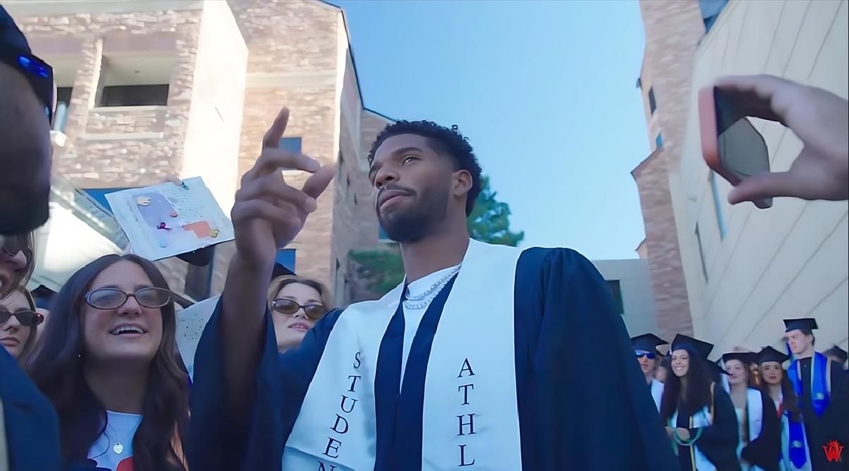 Shedeur Sanders at college graduation ceremony - screenshot