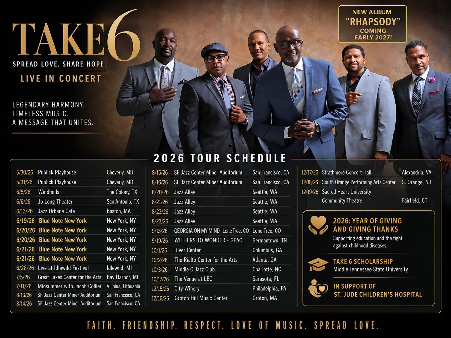 Take 6 - 2026 Tour Schedule