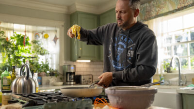 Nate (Nate Bargatze) taking on daddy duties in "The Breadwinner"