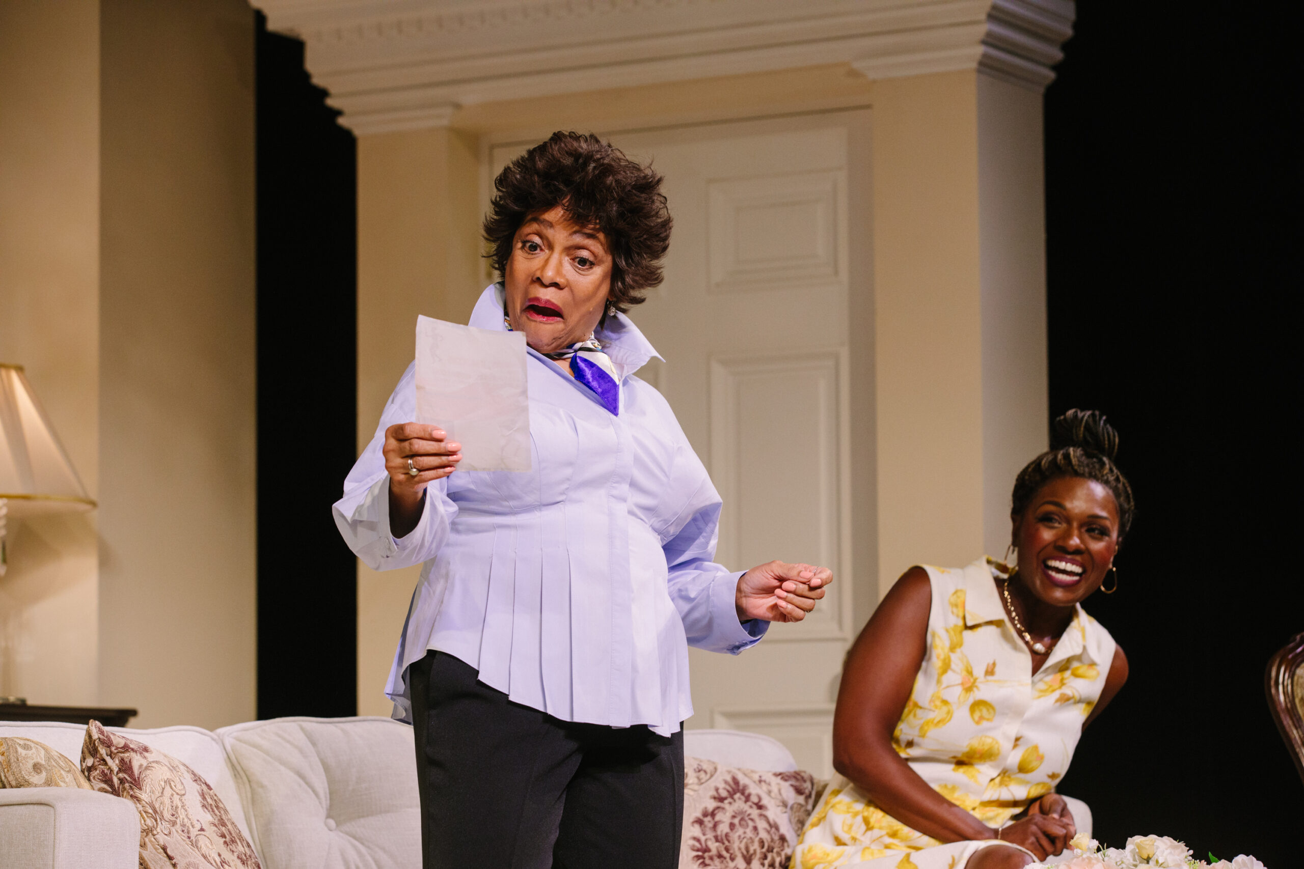 L-R: Denise Burse and Deborah Joy Winans in Angry, Raucous, and Shamelessly Gorgeous at Geffen Playhouse. Directed by LaTanya Richardson Jackson. Photo by Jeff Lorch.