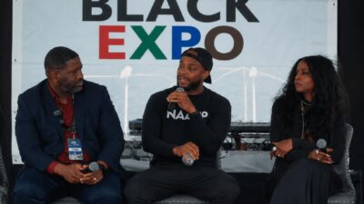 Columbus, Ohio NAACP President Sean Walton (with mic response to Phillip Scott at Ohio Black Expo) - screenshot