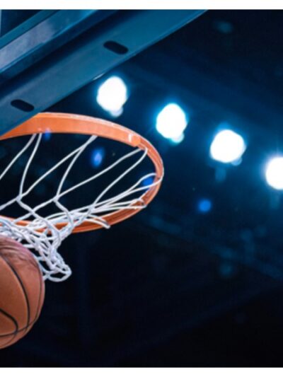 Basketball scoring a basket