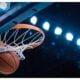 Basketball scoring a basket