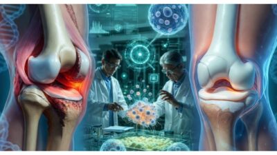 image illustrates a groundbreaking scientific achievement in cartilage regeneration and arthritis reversal