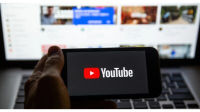 YouTube logo on smartphone