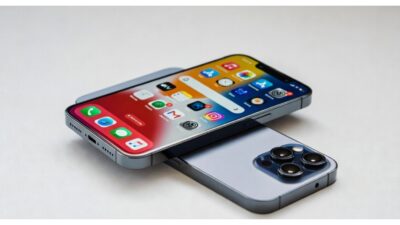 two smartphones flat on surface