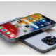 two smartphones flat on surface