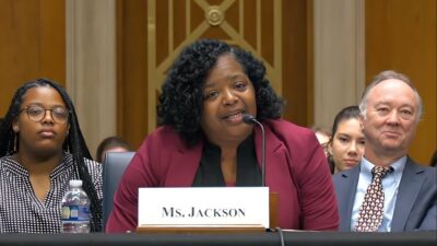 Moranda Jackson testifying at a congressional hearing on the benefits and impact of GEO Charter Schools