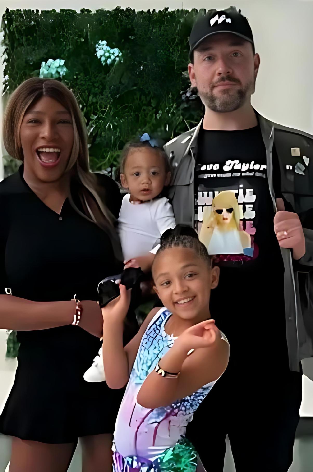 Serena Williams and Alexis Ohganian and daughters - screenshot