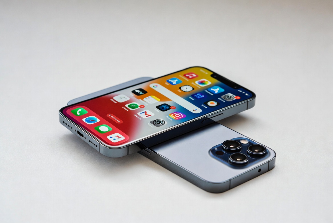 two smartphones flat on surface