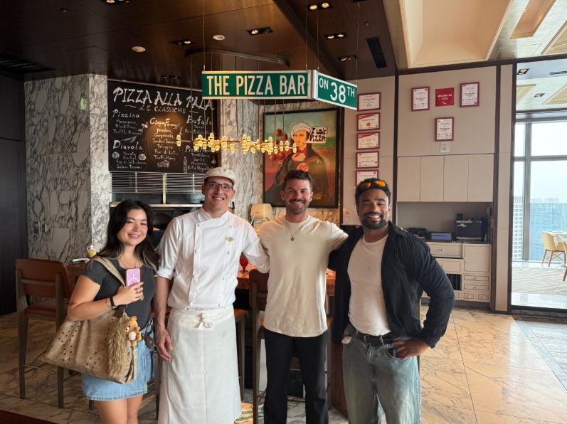 Anthony Head (far right), chef and friends at Pizza Bar on 38th (Instagram)