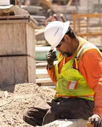 Construction worker in a heat wave in Los Angeles in July 2024 - Etienne Laurent-AFP via Getty Images