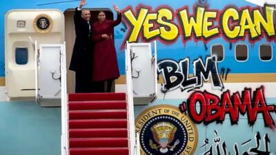 Donald Trump's Posting on Truth Social of the Obamas Boarding a Graffiti-Covered Air Force One