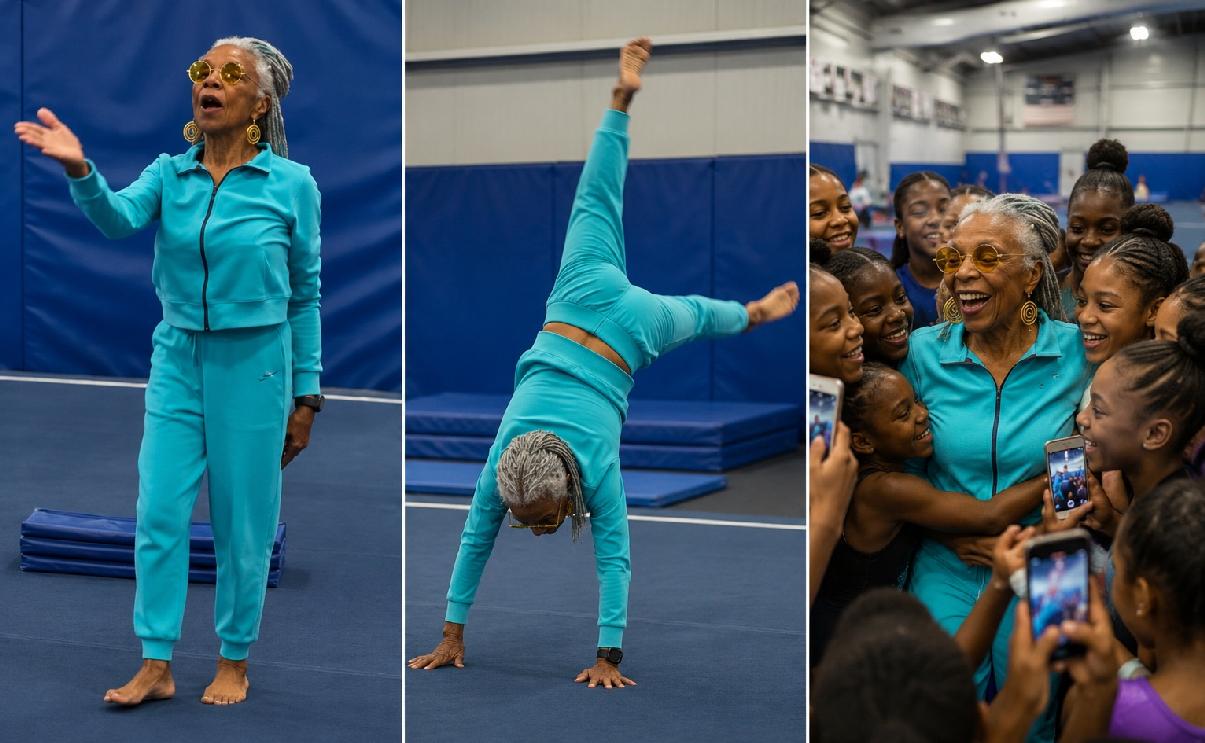 Elderly Black Woman Gymnast - via eurAI enhanced screenshot