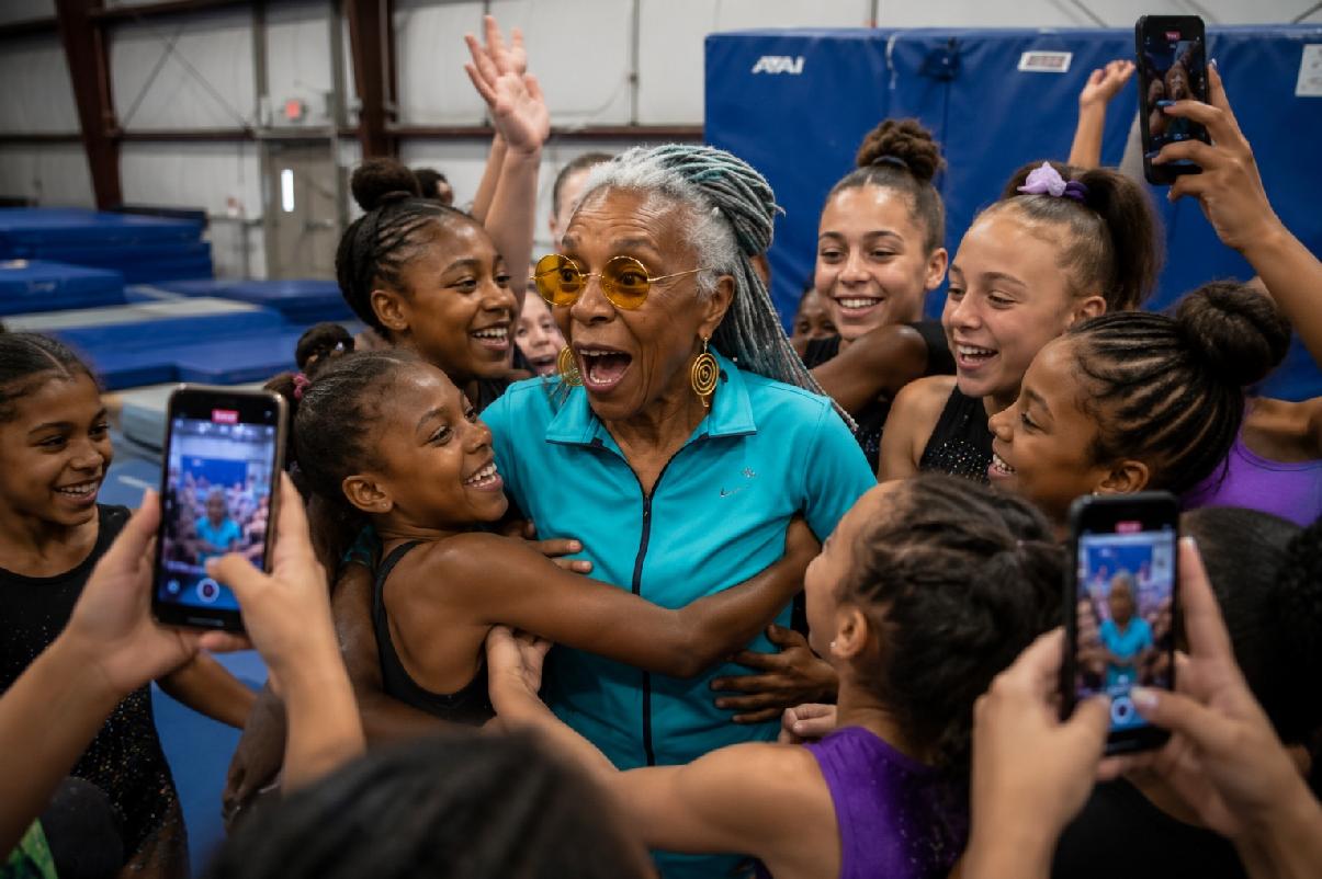 Elderly Black Woman Gymnast - via eurAI enhanced screenshot