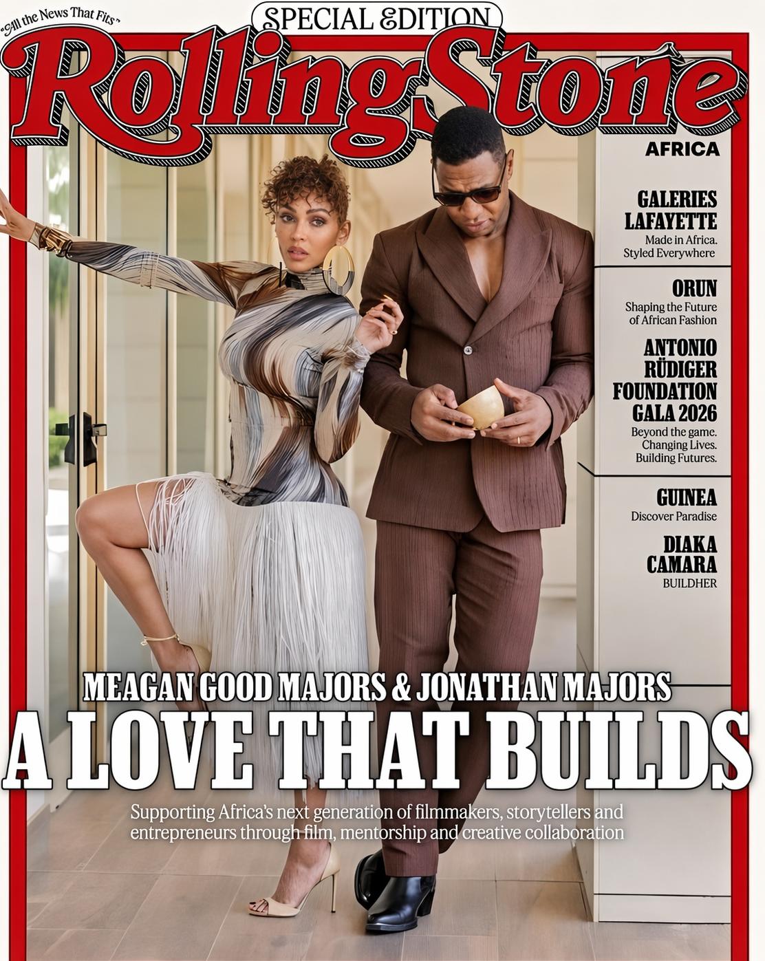 Meagan Good and Jonathan Majors - RollingStone Africa cover