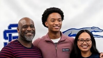 Nolan Wells with his parents (Elmore and Christine and Wonsley) - via family