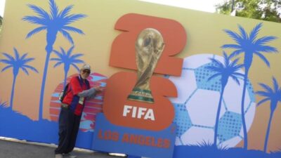 Ricky Richardson in front of the FIFA Fan Festival signage