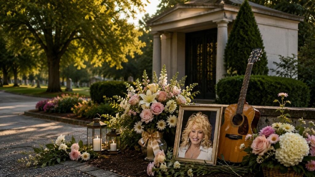 Dolly Parton laid to rest - Peaceful Nashville cemetery and mausoleum with memorial flowers - eurAI
