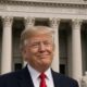 Donald Trump pictured in front of the US Supreme Court - via eurAI