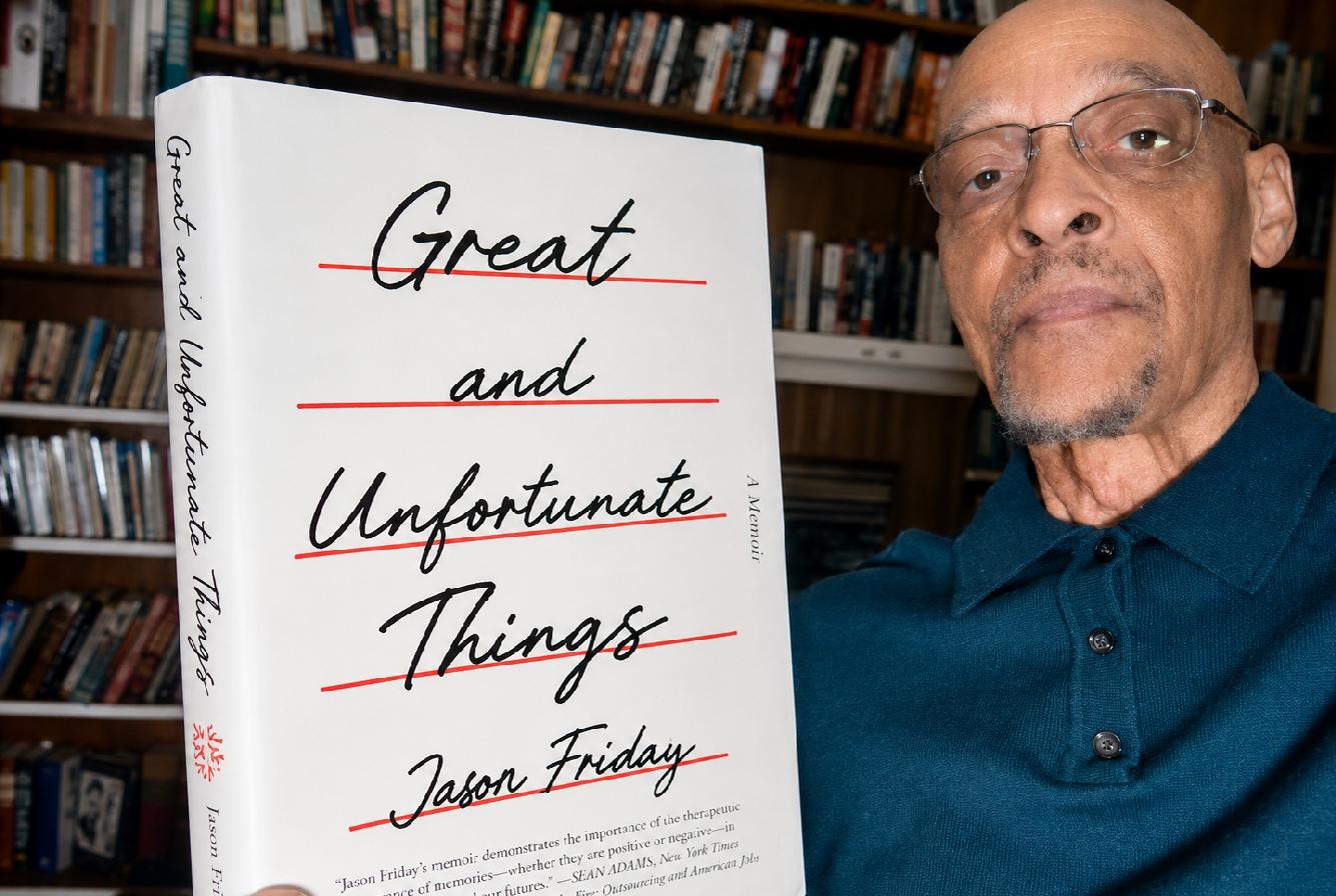 Earl Ofari Hutchinson with copy of Jason Arday's Autobiography 'Great and Unfortunate Things'