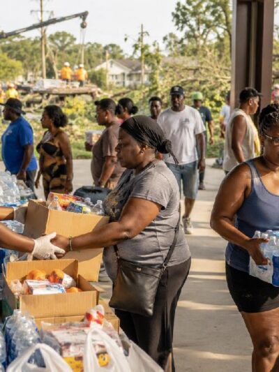 Gary (Indiana) residents receiving food and supplies during power outage relief effort - via eurAI