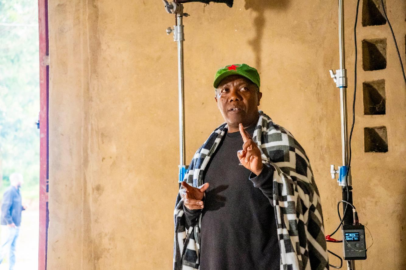Mandla Dube on The Battle of Bisesero film set