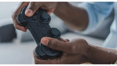 Man playing with joystick