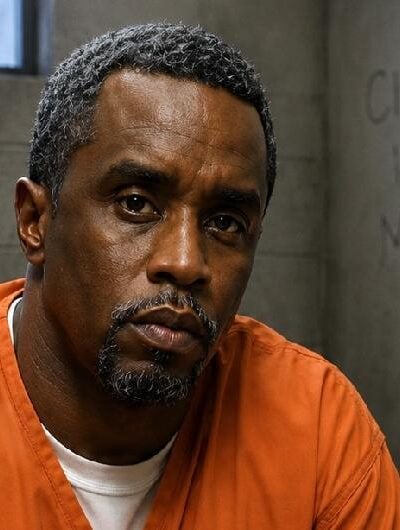 Sean Diddy Combs (in orange jail jumpsuit) - via AI
