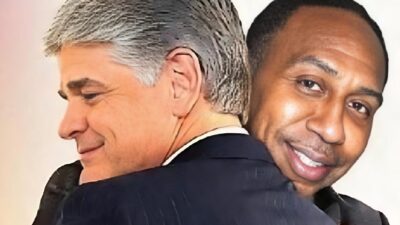 Sean Hannity and Stephen A Smith hug - screenshot