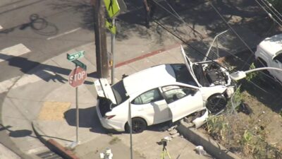 The aftermath of car wreck at the hands of a 7-year-old driver - screenshot