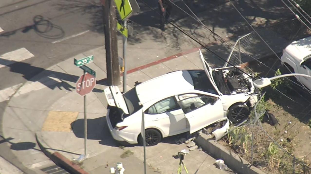 The aftermath of car wreck at the hands of a 7-year-old driver - screenshot