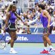 Carlos Alcaraz and Serena Williams high five during a mixed doubles quarterfinal match during Fan Week as part of the 2026 US Open at USTA Billie Jean King National Tennis Center on Tuesday, August 25, 2026 in Flushing, NY. (Photo by Darren Carroll/USTA)