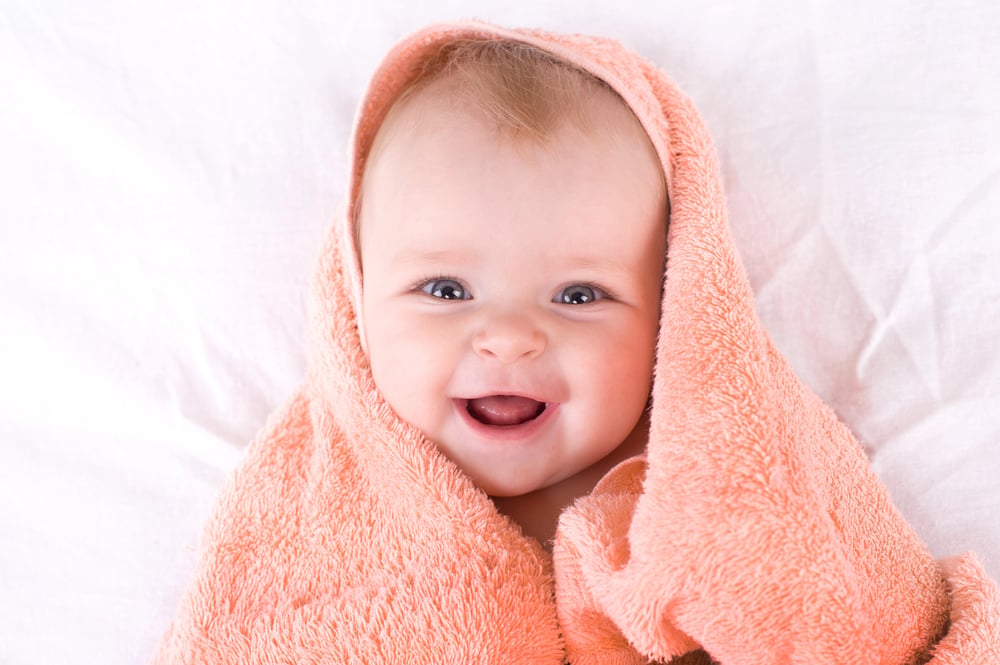 white/Caucasian baby smiling