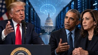 Donald Trump and Barack Obama and Kamala Harris - via eurAI