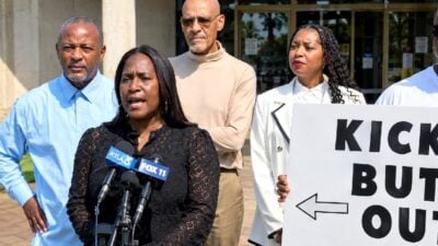 Fox 11 coverage of James T. Butts press conference - screenshot