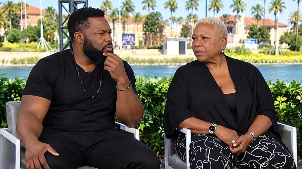 Malcolm Jamal Warner and his mother, Pamela Warner - via screenshot