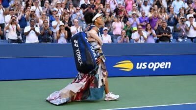 Naomi Osaka (making entrance to US Open) - screenshot