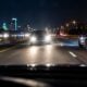 Nighttime highway scene illustrating a wrong-way driving near-miss near Dallas - via eurAI