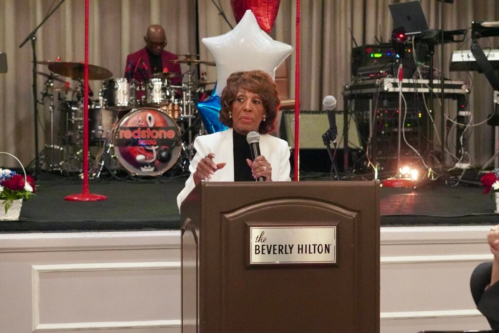 Congresswoman Maxine Waters addresses New Frontier Democratic Club Oct 24 2026 Photo courtesy of NFDC