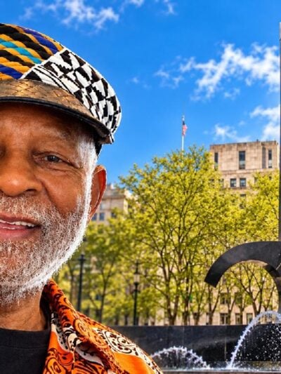 Dr Lorenzo Pace and his Triumph of the Human Spirit monument in NYC's Foley Square - via eurAI