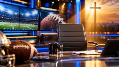 Empty football television studio symbolizes Tony Dungy's NBC Sports departure - via eurAI