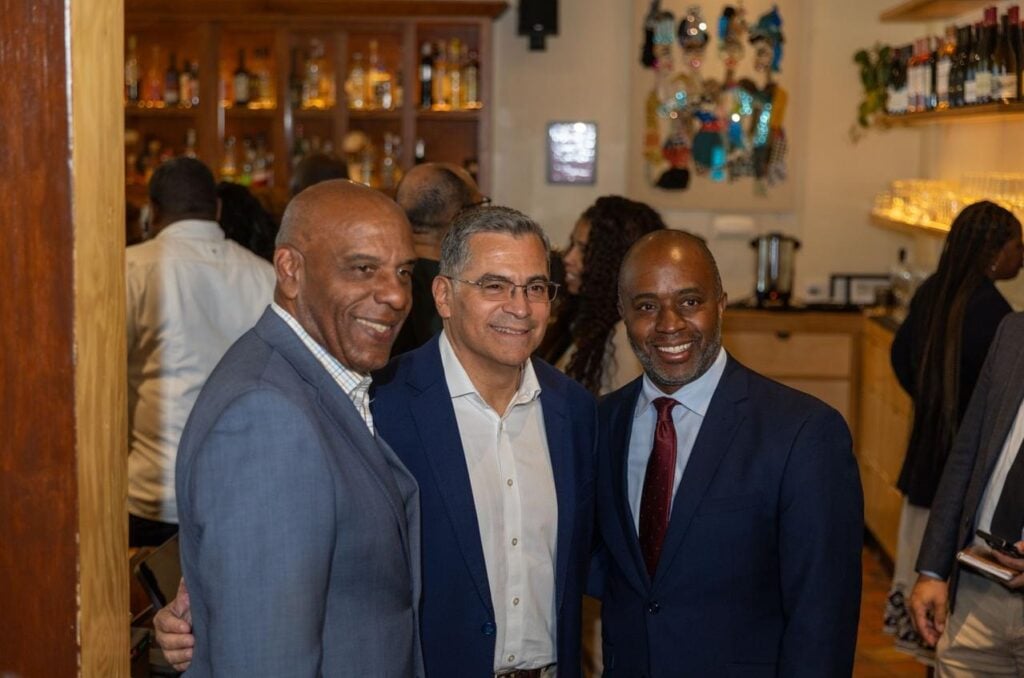 Former state Sen Steven Bradford, Xavier Becerra and Tony Thurmond - CBM photo by Maxim Elramsisy