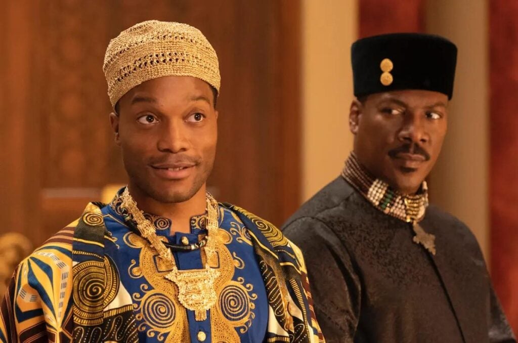 Jermaine Fowler and Eddie Murphy in 'Coming 2 America' - via Prime Video