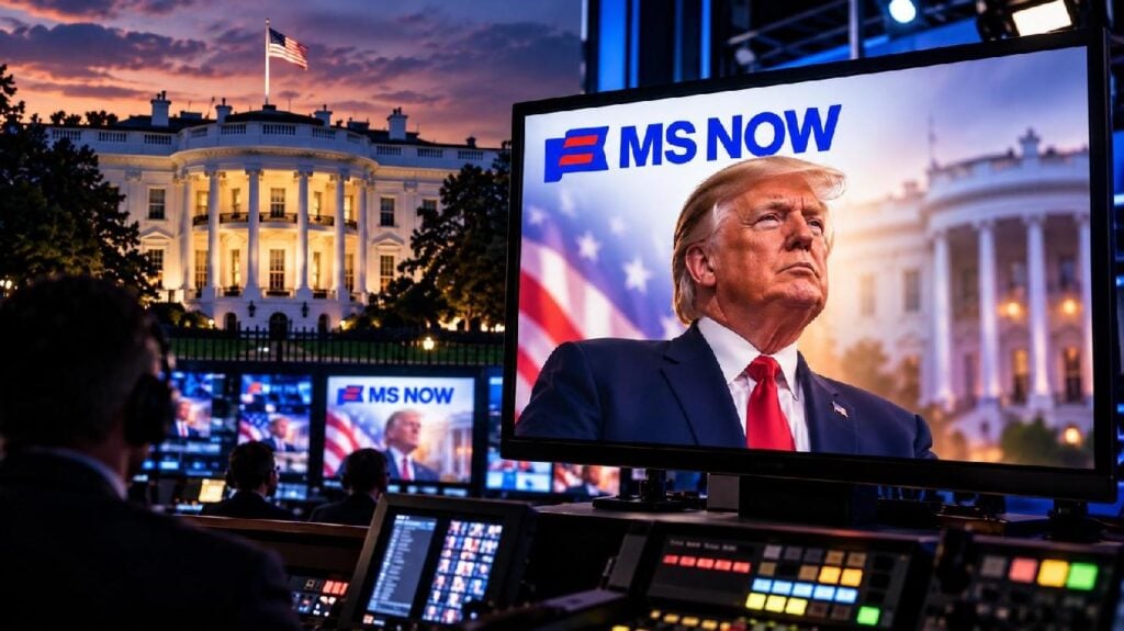Trump White House MS NOW TV screen - via eurAI