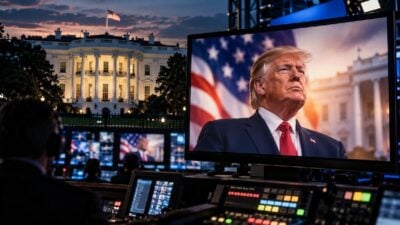 Trump White House MS NOW TV screen - via eurAI